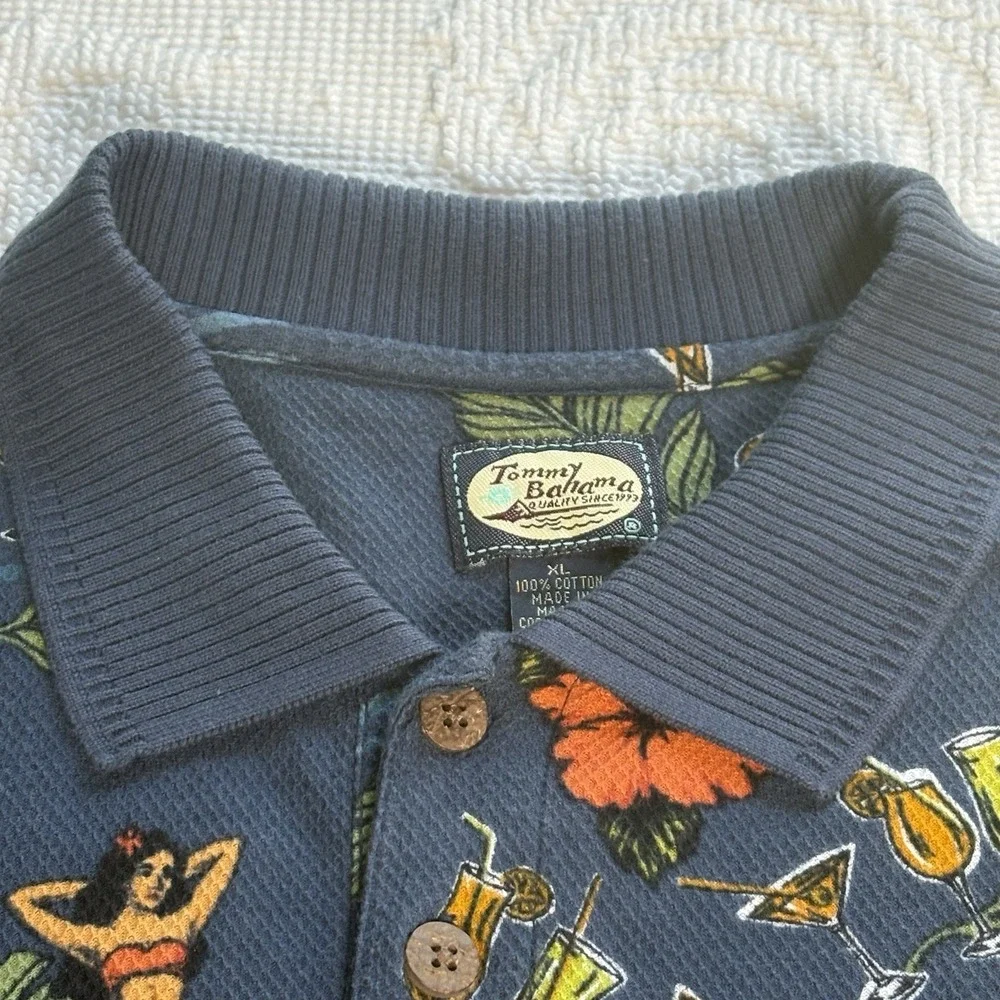 Tommy Bahama Men's XL Polo Hawaiian Print Cotton Short Sleeve Stretchy Comfy - Picture 4 of 7